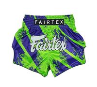 Fairtex Slim Cut Muay Thai Boxing Shorts, Green/Blue, Large