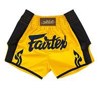 Fairtex Slim Cut Muay Thai Boxing Shorts, Yellow/Black, X-Small