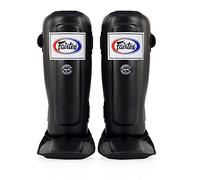 Fairtex SP3 Pro Style Shin Guards, In-Step Double Padded Protector (Black, Large)
