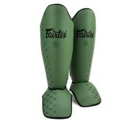 Fairtex SP5 Muay Thai Shin Guards | Premium, Lightweight & Durable | Extended Protection for Safety | Training, Sparring or Competition (Olive Green, Medium)