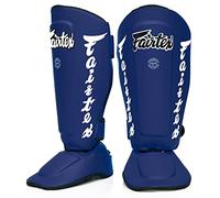 Fairtex SP7 Twister Removable Shin Guards for Boxing, Muay Thai and MMA, blue - blue, Large