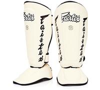 Fairtex SP7 Twister Removable Shin Guards for Boxing, Muay Thai and MMA, White - White, Large