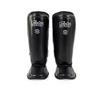 Fairtex SPK9 Youth Muay Thai Kickboxing Shin Guards for Kids (Black, 10-12yrs)