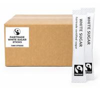Fairtrade White Sugar Sticks 2g (Pack of 1000) Individually Wrapped Sachets for Hygiene -Ideal for Hot & Cold Drinks - Suitable for Home, Office, Restaurants, Catering, Travel & Coffee Shops