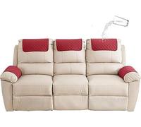 Recliner Armchair Headrest Slipcovers - Nonslip Waterproof Armrest Cover for Leather Sofa Couch Protector (Color: Red, Size: 3-Seater Sofa/5-Piece)