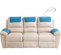 FAiruo Armrest and Headrest Cover for Sofa, Recliner Chair, Leather Couch - Nonslip Waterproof Protector(Lake blue,3-Seater Sofa/5-Piece)