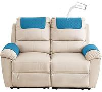 Sofa Armrest & Headrest Slipcovers - Nonslip Waterproof Recliner Chair Cover for Leather Sofa & Couch (Lake Blue, 2-Seater)
