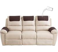 Recliner Armchair Cover - Waterproof Nonslip Headrest & Armrest Slipcovers for Leather Sofa Couch (Dark Curry, 3-Seater S)
