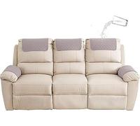 Sofa Armrest Cover Headrest Cover Recliner Chair Arm Cover Sofa Headrest Slipcovers Nonslip Waterproof Armchair Cover for Recliner Leather Sofa Couch Protector ( Color : Light Gray , Size : 3-Seater S