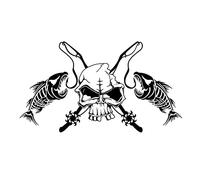FAiruo Black Car Sticker Fishing Skull Skeleton Fish Rod Reel Hook Car Sticker Vinyl Decal DIY Car Styling (Color : 1PCS, Size : 20CM)