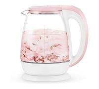 FairUo Kettles, Kettles, Made of Glass and Stainless Steel 1.8 L, Cordless Water Kettle with Led Illuminated, Fast Boil Tea Water Kettle, Auto Shut-Off & Boil-Dry Protection/Pink/17 * 17 * 25Cm