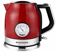 FairUo Kettles, Stainless Steel, Fast Boiling, Automatic Shut-Off and Dry Boil Protection, 1.8L Cordless Tea Kettle with Led Light, Water and Temperature Gauge/Red/18 * 25 * 23Cm