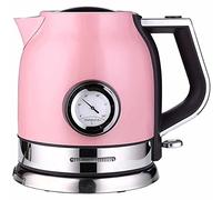 FairUo Kettles, Stainless Steel, Fast Boiling, Automatic Shut-Off and Dry Boil Protection, 1.8L Cordless Tea Kettle with Led Light, Water and Temperature Gauge/Pink/18 * 25 * 23Cm
