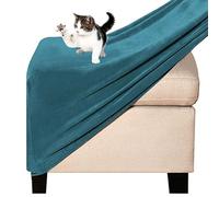 FAiruo Ottoman Footstool Cover Slipcover Velvet Stretch Fit Breathable Turquoise