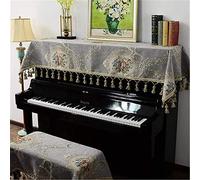 FAiruo Piano Cover Half Cover Double Stool Cover Dust Cover Cloth Tassel Safe Decoration Cover Suitable For Most Upright Pianos Bags, Covers & Cases (Color : Grey)