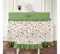 FAiruo Piano Dust Cover Fabric Cotton And Linen Embroidered Piano Cover Double Open Curtain Piano Cover Lace Decoration Bags, Covers & Cases (Color : Green_One Size)