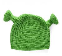 FAIRUO Unisex Balaclava Monster Shrek Hat Wool Winter Knitted Hats Green Party Funny Beanie Skullies Cap for Women Men Pure Handmade