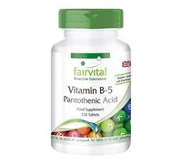 Fairvital | Vitamin B5 pantothenic Acid 200mg - Bulk Pack for 8 Months - Vegan - HIGH Strength - 250 Tablets