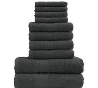 FAIRWAYUK 10-Pack Bathroom Towels Bale Set, 100% Egyptian Cotton Luxury Super Soft Bath Accessory Sets, 450 GSM, 4 Face 4 Hand 2 Bath, Charcoal