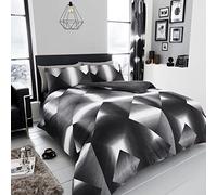 FAIRWAYUK 3D Triangle Duvet Cover Set Double, Reversible Quilt Bedding With Pillowcase, Ultra Soft, Easy Care