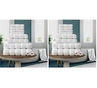 FAIRWAYUK 8-Piece Towels Bale Set for Bathroom, Ultra Soft Premium Quality Water Absorbent Towel Gift Sets, 100% Egyptian Cotton, 4x Face 2x Hand 2x Bath Towels, White (Pack of 2)