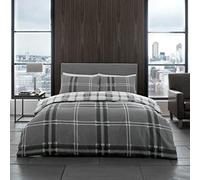 FAIRWAYUK Bardsley Check Grey Duvet Cover Set Double, Quilt Bedding With Pillowcase, Ultra Soft, Easy Care