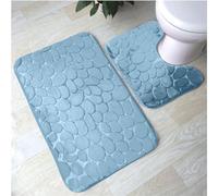 FAIRWAYUK Bathroom Mat Sets 2 Piece - Memory Foam Pedestal Set Non Slip, Super Soft Water Absorbent Toilet Bathroom Rug Sets, Microfibre Large Bathmat (Aqua)