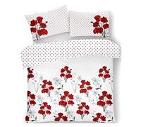 FAIRWAYUK Bedding - Single Duvet Cover Set, 2 Piece Ultra Soft Hypoallergenic Quilt Cover, Reversible Poly-Cotton Bed Set + 1 Pillowcase Poppy Red, Single