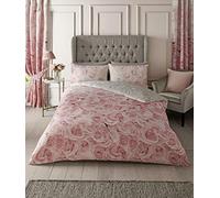 FAIRWAYUK Bellrose Pink Duvet Cover Set Double, Quilt Bedding With Pillowcase, Ultra Soft, Easy Care