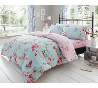 FAIRWAYUK Birdie Blossom Blue Duvet Cover Set King, Quilt Bedding With Pillowcase, Ultra Soft, Easy Care