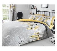 FAIRWAUK Feathers Bedding Bed - King Size Duvet Cover Sets with Matching Pillowcase, Ultra Soft Reversible Easy Care Quilt Covers Set, Poly Cotton, Yellow 230x220cm