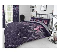FAIRWAUK Feathers Bedding Bed - King Size Duvet Cover Sets with Matching Pillowcase, Ultra Soft Reversible Easy Care Quilt Covers Set, Poly Cotton, Purple 230x220cm