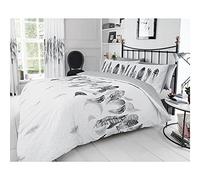 FAIRWAUK Feathers Bedding Bed Set - Double Duvet Cover with Matching Pillowcase, Ultra Soft Reversible Easy Care Quilt Covers, Poly Cotton, White 200x200cm