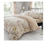 FAIRWAYUK Floral Duvet Cover Set, Reversible Bedding Double Bed Size With Pillowcase, Ultra Soft Easy Care, Natural Quilt Covers, 3 Pieces Hypoallergenic, 200x200cm