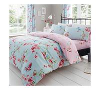 FAIRWAYUK Floral Duvet Cover Set, Reversible Bedding Kingsize Sets With Pillowcase, Ultra Soft Easy Care, Blue Quilt Covers, 3 Pieces Hypoallergenic, 230x220cm