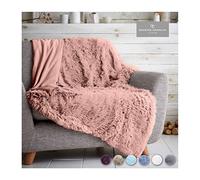 FAIRWAYUK Fluffy Faux Fur Throw 150x200 cm, Premium Longhair Warm Cosy Fluffy Blanket for Bed, Ultra Soft Comfort Fleece Throws for the Sofa, Bed, Chair, Settee, Couch, Pink