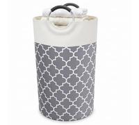 FAIRWAYUK Foldable Laundry Basket 82L Large Collapsible Clothes Hamper 74x38cm, Double Layer Waterproof Fabric with Strong Aluminium Handles, Portable Storage Bin for Bedroom Bathroom Grey