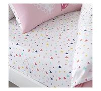 FAIRWAYUK Girls Bedding Set - Love Hearts Printed Easy Care Fitted Sheet, Premium Quality Bed Sheets, Single Size 91 x 193 Cm