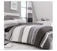 FAIRWAYUK Grey and Black Bedding Set Quilt Duvet Cover Poly-Cotton Reversible - Pillowcase (HUDSON GREY, King)