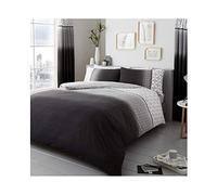 FAIRWAYUK Grey and Black Bedding Set Quilt Duvet Cover Poly-Cotton Reversible - Pillowcase (URBAN OMBRE GREY, Double)