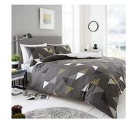 FAIRWAYUK Grey Bedding Set Super Soft Reversible King Size Bedding Pillow Case Easy Care Quilt Covers Poly Cotton, 230x220cm