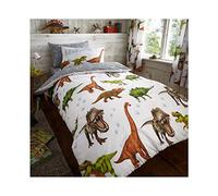 FAIRWAYUK Kids Duvet Cover With Pillowcase Quilt Bedding Set, Reversible (Rotary Dinosaur, Single Size)