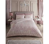 FAIRWAYUK Luxury Pink Bedding Reversible Damask Print Duvet Cover Easy Care Double Size 3 Piece Bed Set Polycotton Soft Quilt Covers With Pillow Cases (Antoninette Pink, 200x200cm)