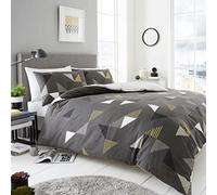 FAIRWAYUK Marco Grey Duvet Cover Set Double, Quilt Bedding With Pillowcase, Ultra Soft, Easy Care