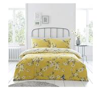 FAIRWAYUK Ochre Bedding Sets Double, Floral Duvet Cover Set with Pillowcase, Reversible Printed Quilt Covers Bed Set, Poly-Cotton Ultra Soft Easy Care