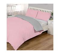 FAIRWAYUK Plain Duvet Cover and Pillow Case Set Reversible Quilt Easy Care Bedding (Blush Pink, Double Bed)
