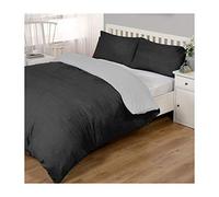 FAIRWAYUK Plain Dyed Duvet Cover with Pillowcase Bed Set, Microfibre Quilt Reversible Bedding Sets, Super Soft, (Grey/Charcoal, Double)