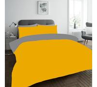 FAIRWAYUK Plain Microfibre Bedding Duvet Cover Set with Pillowcase (Ochre/Grey, Single)