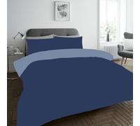 FAIRWAYUK Plain Reversible Duvet Cover Set - Single Double King Size (Navy/Blue, Double)
