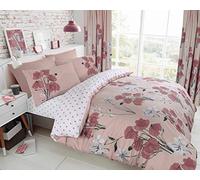 FAIRWAYUK Poppy Floral Bedset With Pillow Case, Reversible Quilt Duvet Cover Bedding Set, Super Soft, Poly Cotton, Easy Care (Blush Pink, Double)